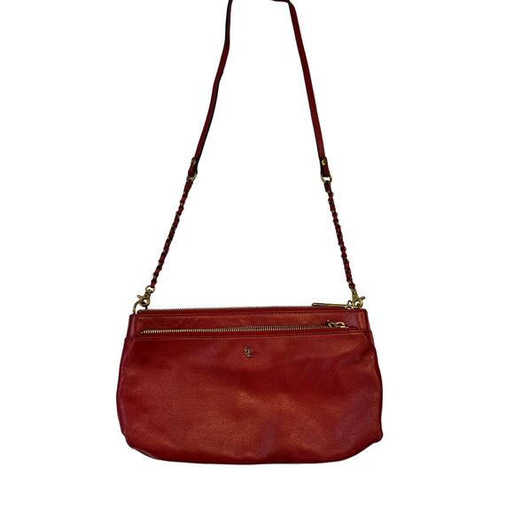 Elliott Lucca Red Leather Removable Strap Clutch/ Crossbody/ Shoulder Bag 7x11" - Picture 1 of 6